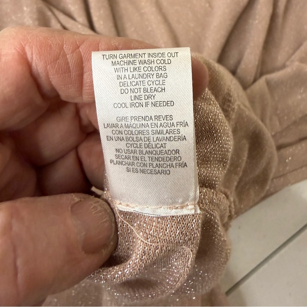 Democracy Sparkle Blouse Long Sleeve 5-Button Cuff Brown Sugar Women’s Size XL - Picture 11 of 11